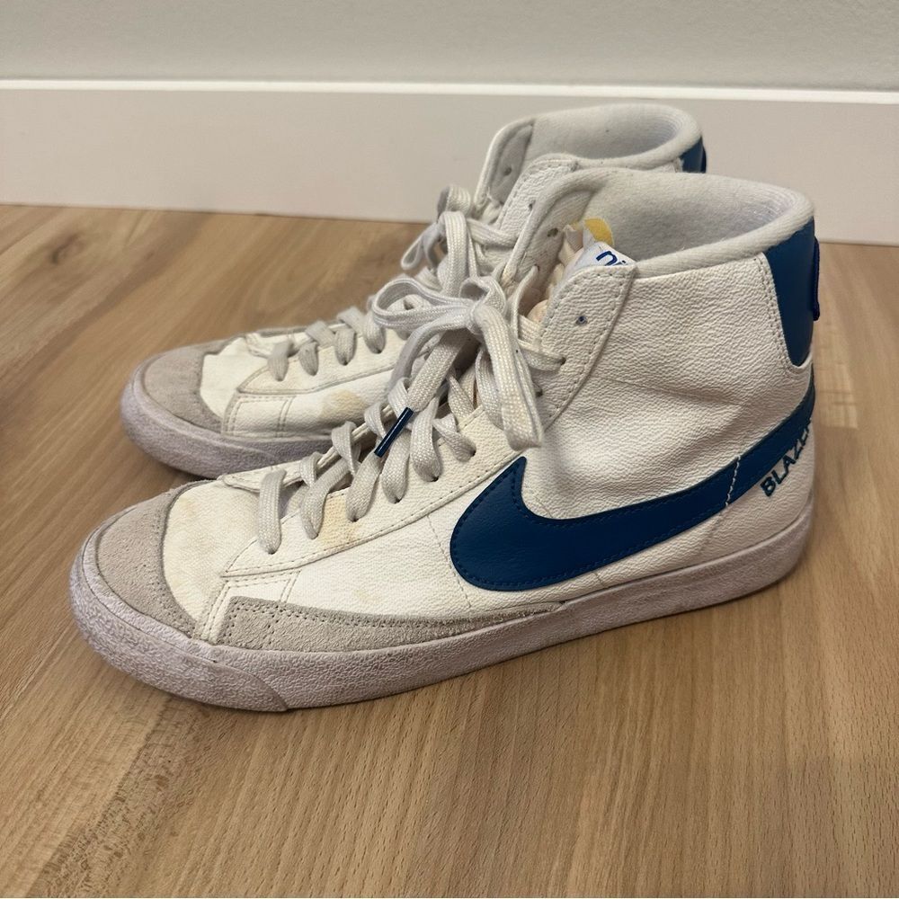 Nike Blazer Mid 77 Athletic Club White and Marina High-Top Sneakers - Picture 4 of 9